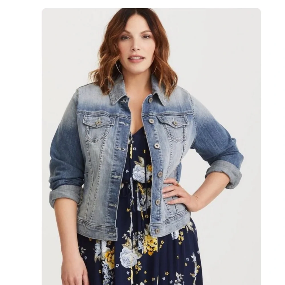 Torrid Distressed Jean Jacket - Picture 1 of 8